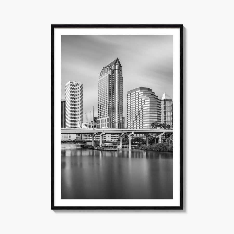 Tampa no. 1 black & white photo poster of Florida, USA – vertical wall art, unframed print shown in interior mockup