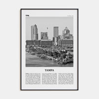 Tampa No 1 Poster Black Metal / 8x12 in Nbourhood Travel B&W Poster