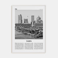 Tampa No 1 Poster White Wood / 8x12 in Nbourhood Travel B&W Poster