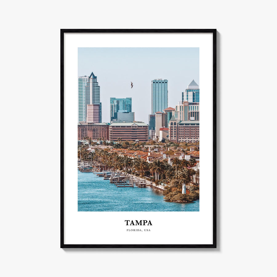 Tampa no. 2 colorful classic poster of Florida, USA – vertical wall art, unframed print shown in interior mockup