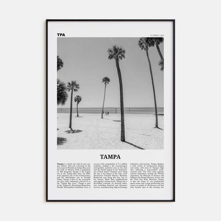 Tampa No 2 Poster Black Metal / 8x12 in Nbourhood Travel B&W Poster