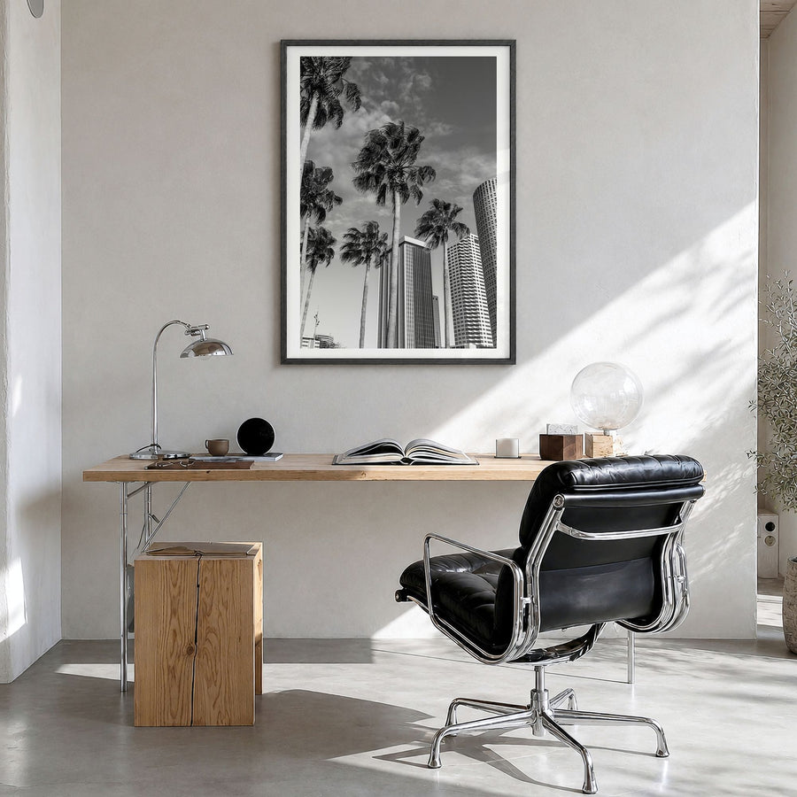 Tampa Photo No 3 Poster in a black wood frame, hanging in a bright home office, white border