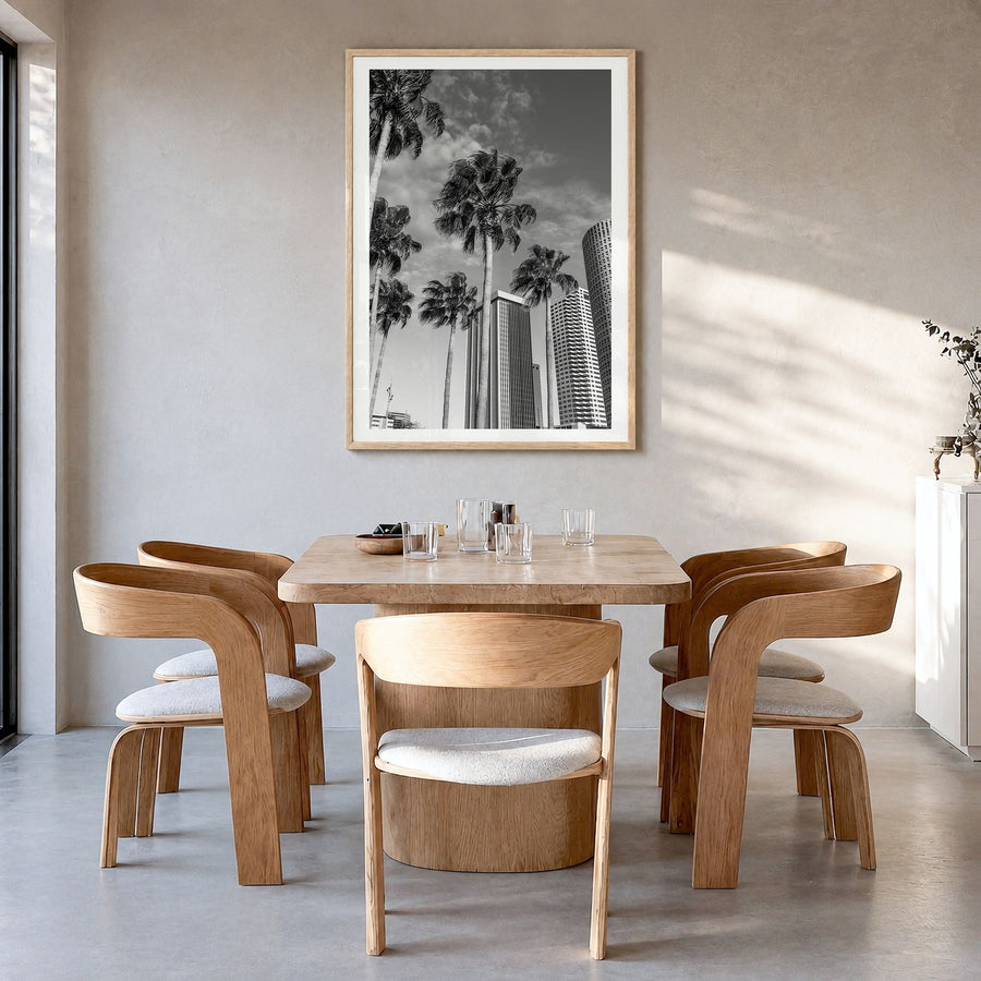 Tampa Photo No 3 Poster in a natural wood frame, hanging in a dining room, white border