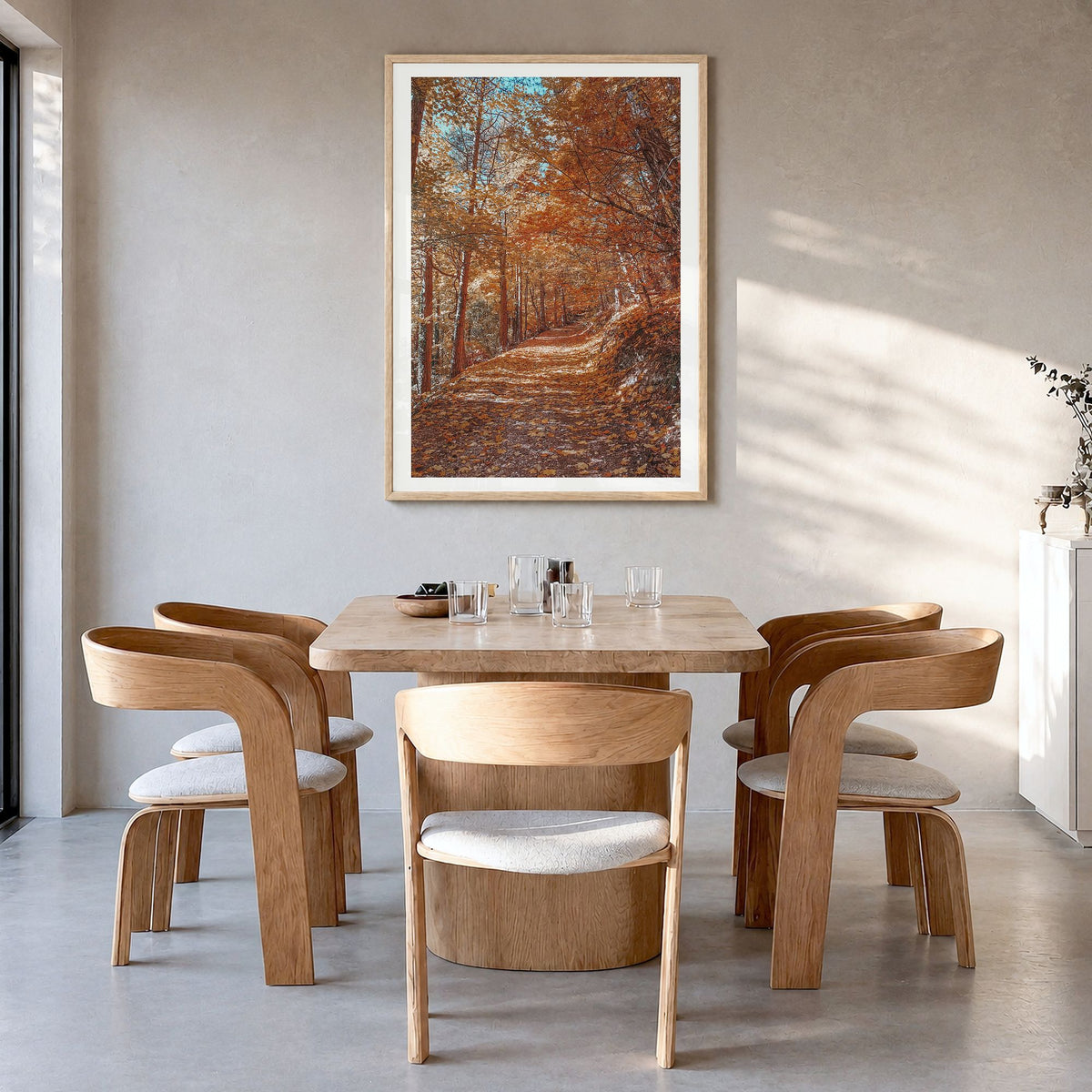 Tampa Photo No 3 Poster in a natural wood frame, hanging in a dining room, white border