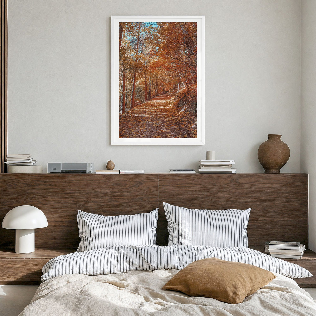 Tampa Photo No 3 Poster in a white wood frame, hanging in a bedroom, white border