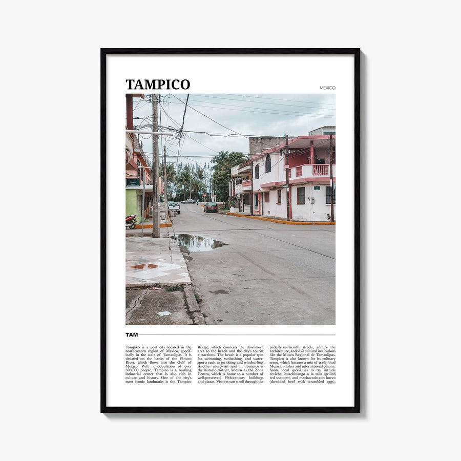 Tampico colorful travel poster of Mexico – vertical wall art, unframed print shown in interior mockup
