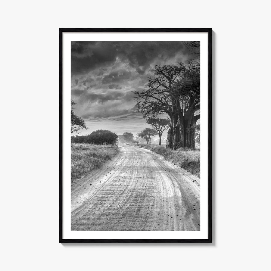 Tanzania black & white photo poster of Africa – vertical wall art, unframed print shown in interior mockup