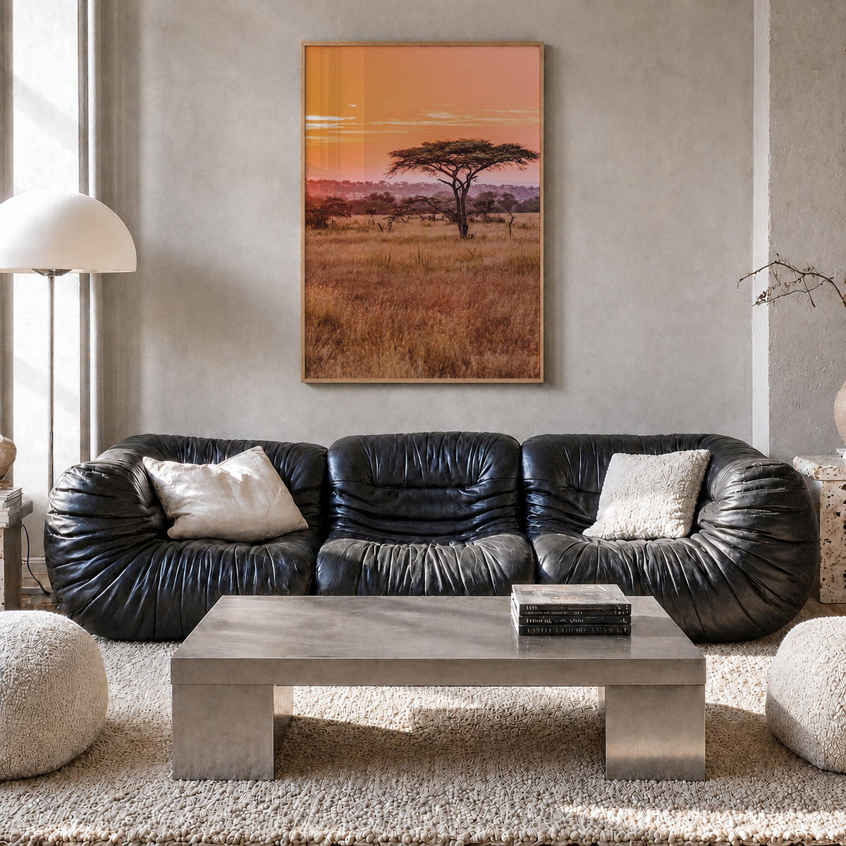Tanzania colorful photo poster of Africa – vertical wall art in natural wood frame, hanging on wall