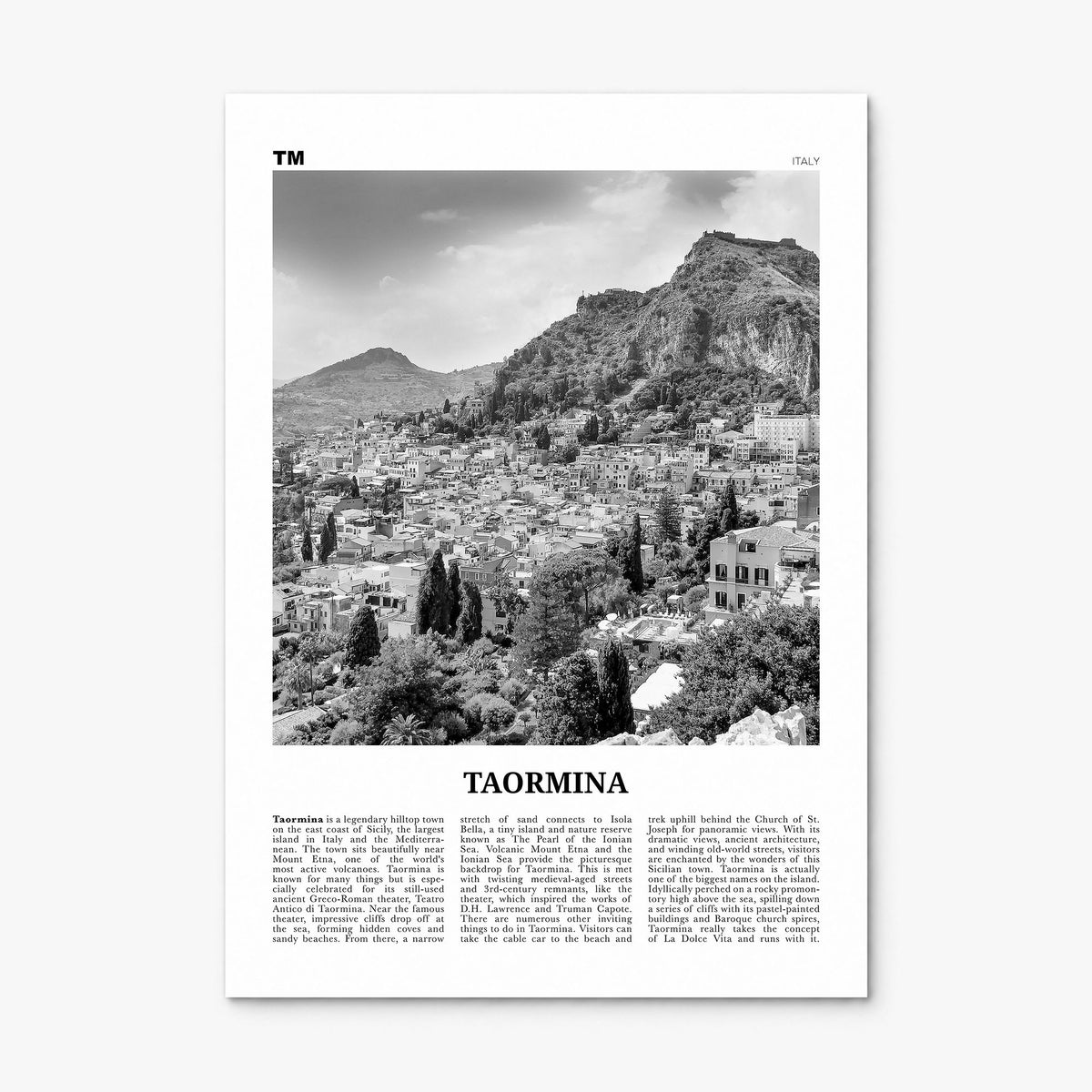 Taormina Newspaper Poster, print only (unframed)