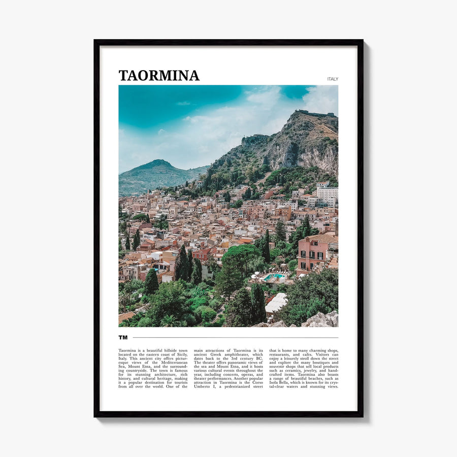 Taormina Travel Poster, framed poster mockup