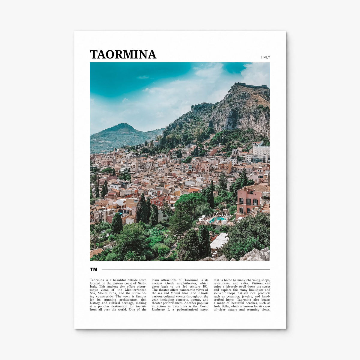 Taormina Travel Poster, print only (unframed)