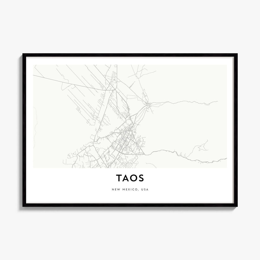 Taos Map Poster, framed poster mockup