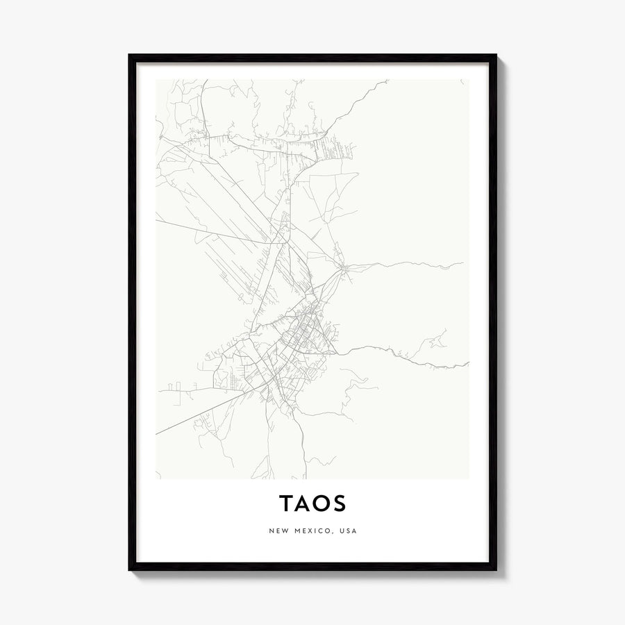 Taos Map Poster, framed poster mockup