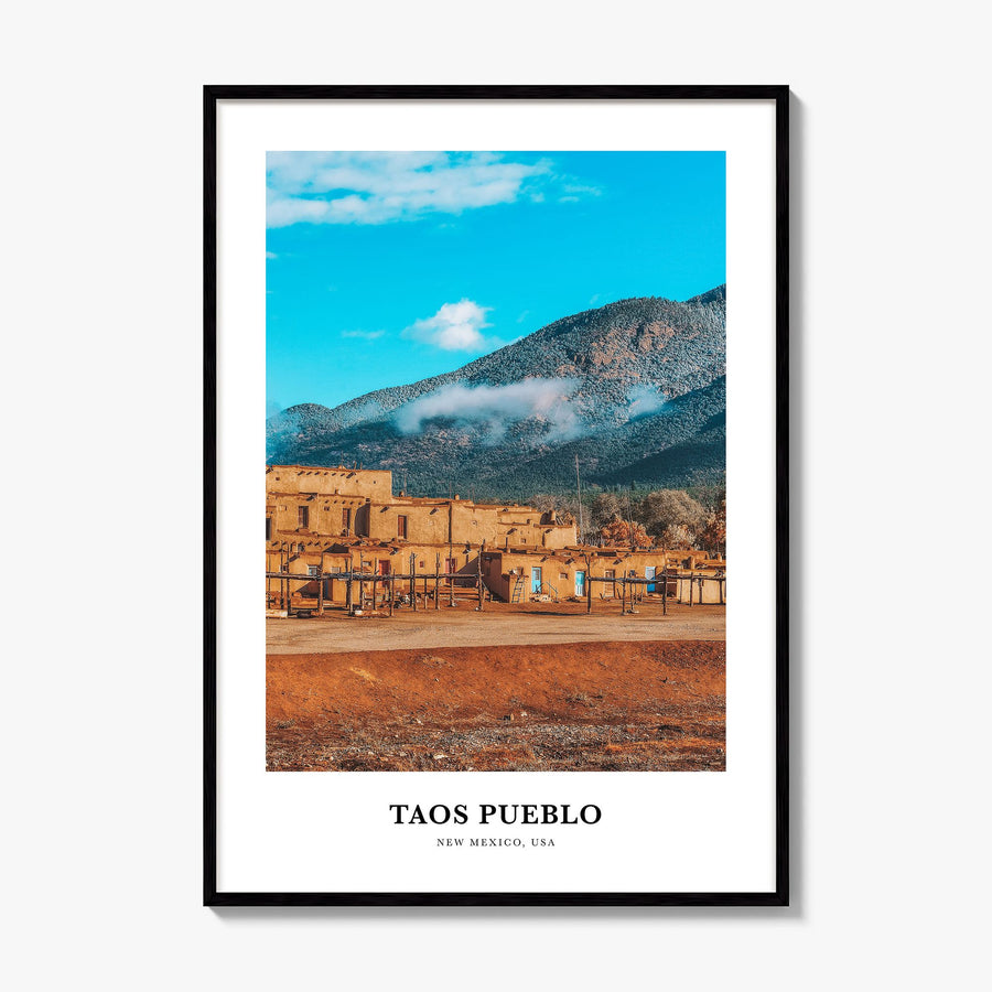 Taos Pueblo Classic Poster, framed poster mockup