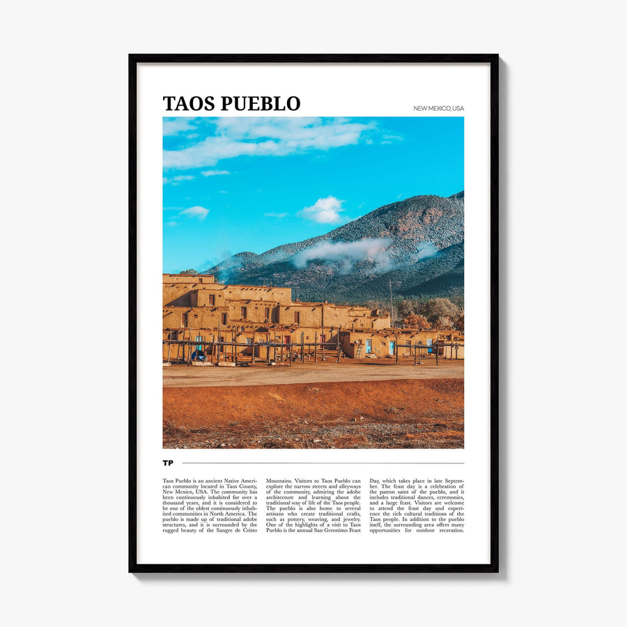 Taos Pueblo Travel Poster, framed poster mockup