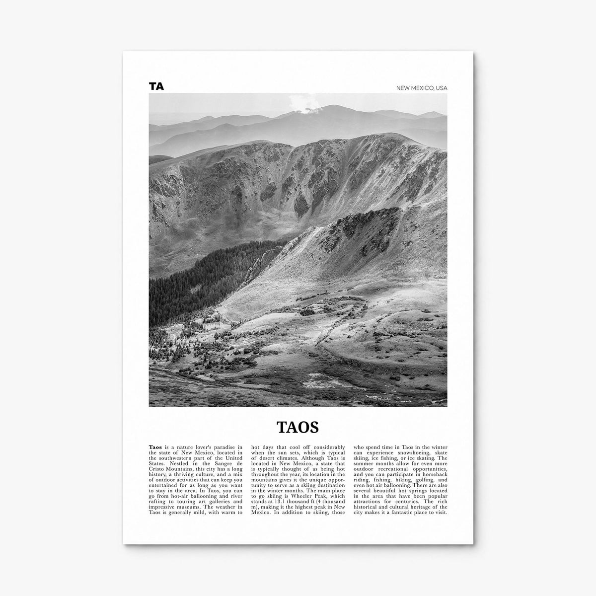 Taos Newspaper Poster, print only (unframed)