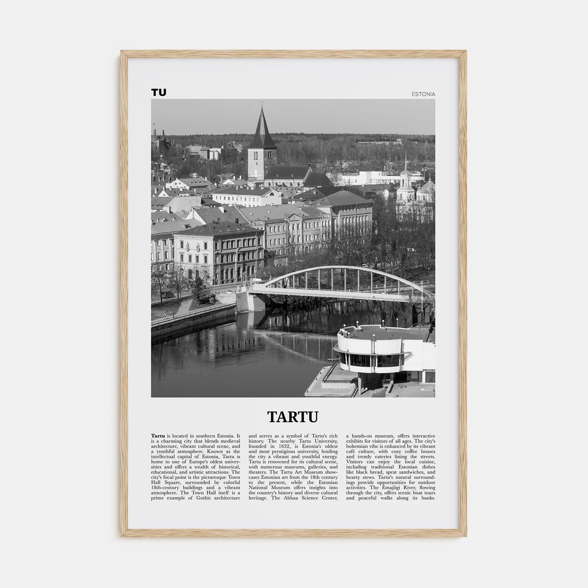 Tartu Poster Natural Wood / 8x12 in Nbourhood Travel B&W Poster