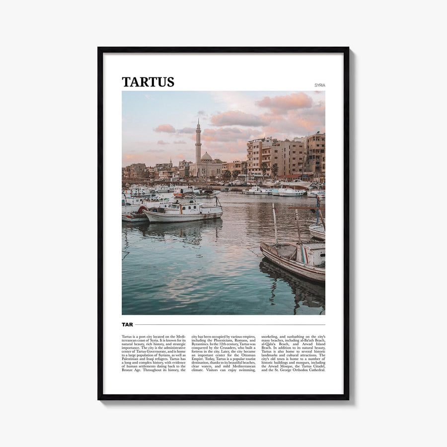 Tartus colorful travel poster of Syria – vertical wall art, unframed print shown in interior mockup