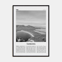 Tasmania No 1 Poster Black Wood / 8x12 in Nbourhood Travel B&W Poster