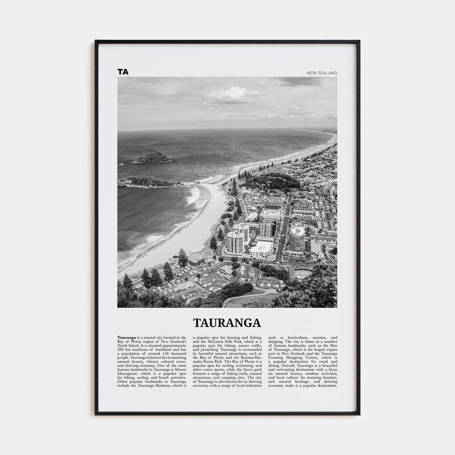Tauranga Poster Black Metal / 8x12 in Nbourhood Travel B&W Poster