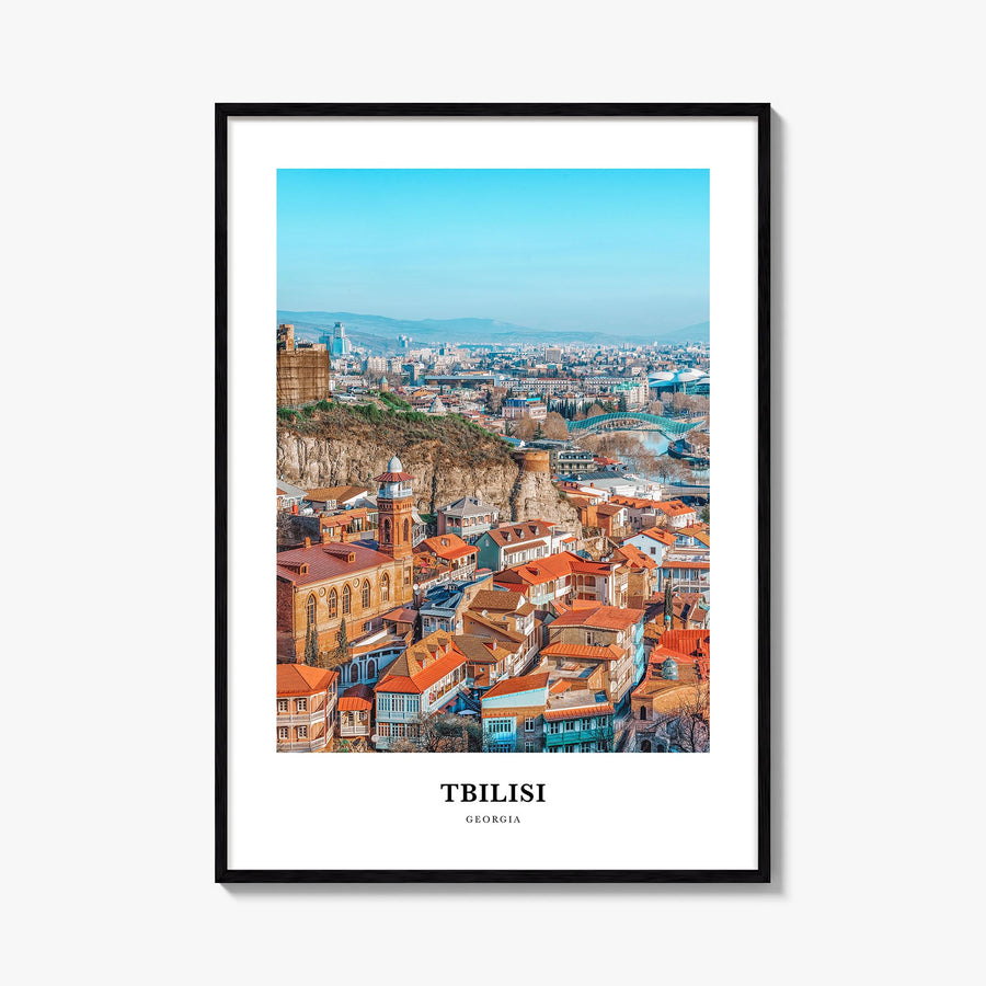 Tbilisi colorful classic poster of Georgia – vertical wall art, unframed print shown in interior mockup