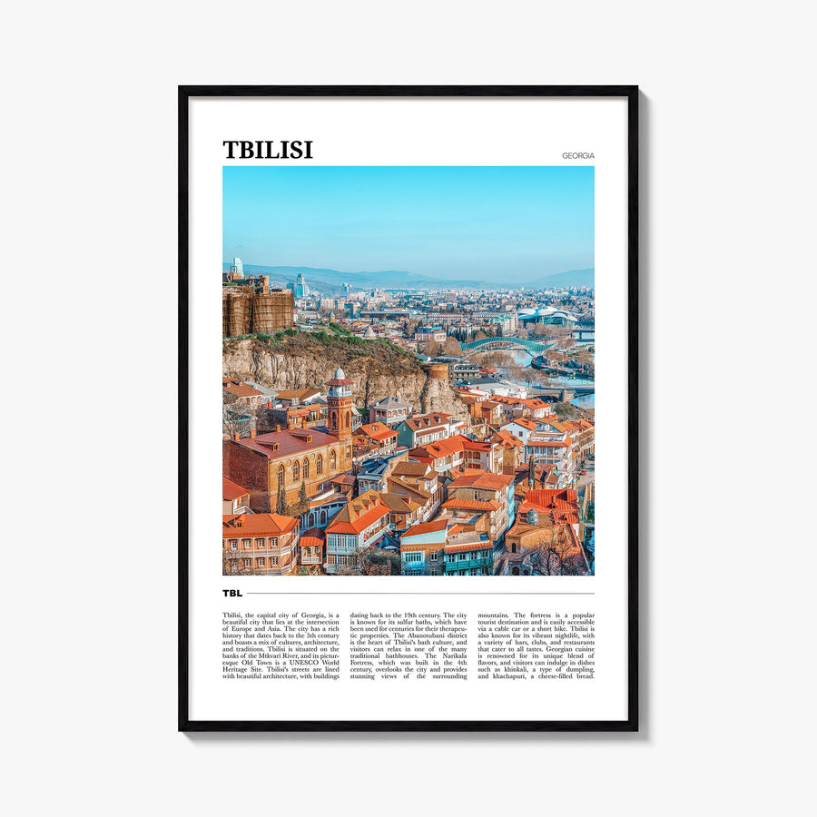 Tbilisi colorful travel poster of Georgia – vertical wall art, unframed print shown in interior mockup