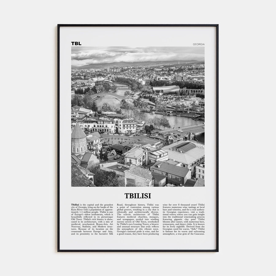 Tbilisi Poster Black Metal / 8x12 in Nbourhood Travel B&W Poster