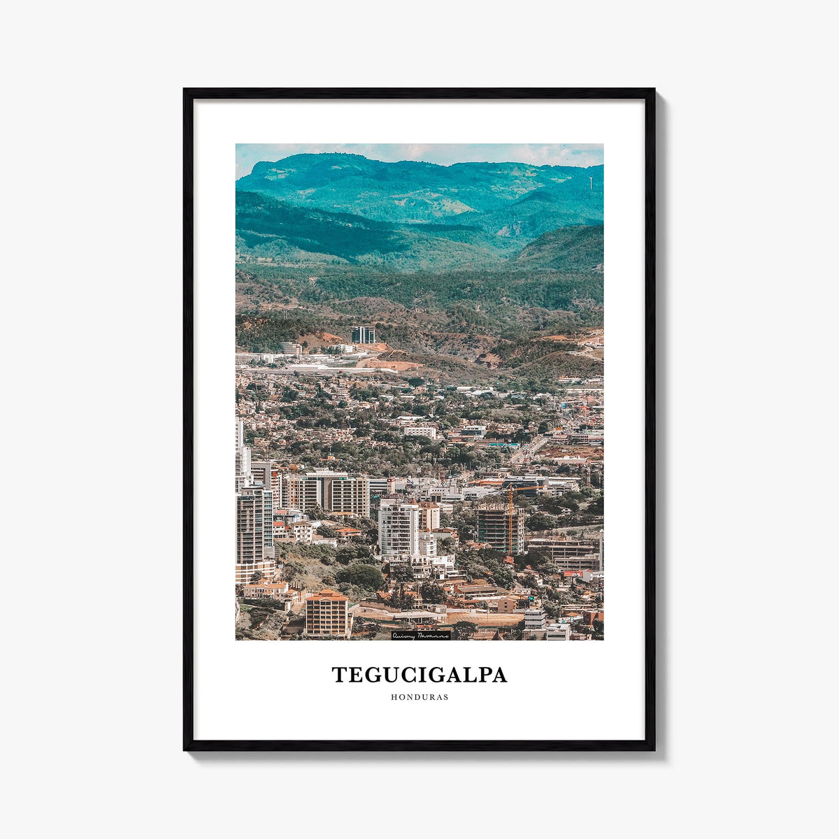 Tegucigalpa colorful classic poster of Honduras – vertical wall art, unframed print shown in interior mockup
