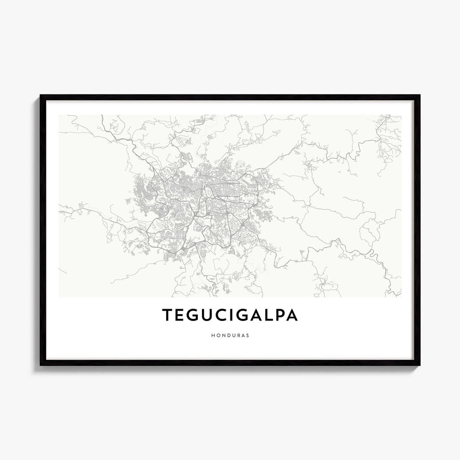 Tegucigalpa Map Poster, framed poster mockup