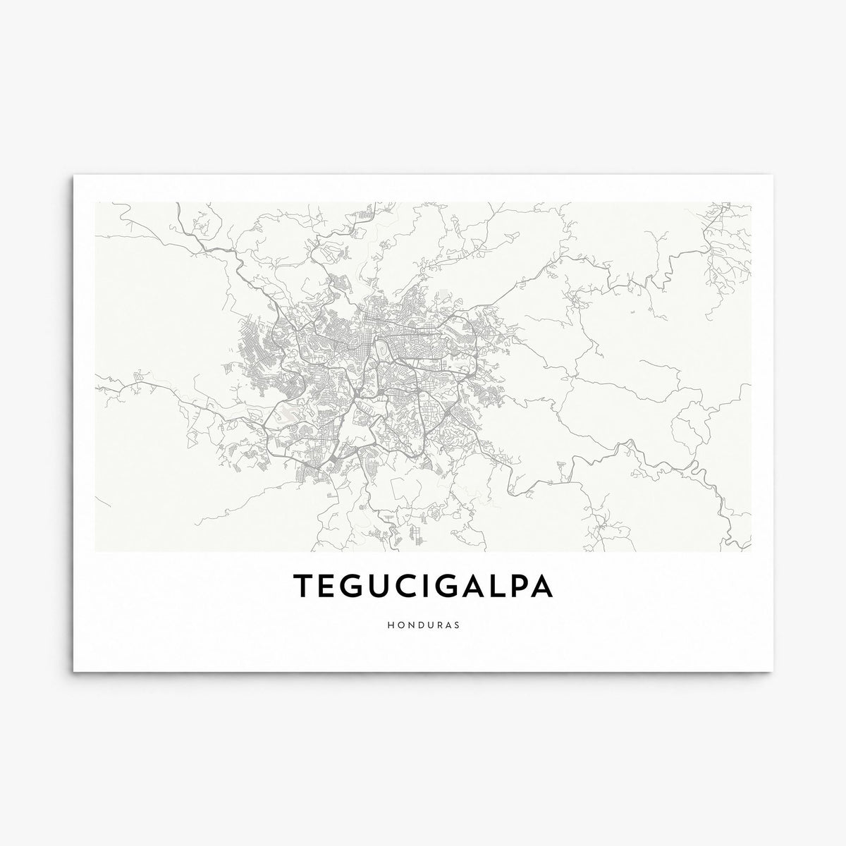 Tegucigalpa Map Poster, print only (unframed)