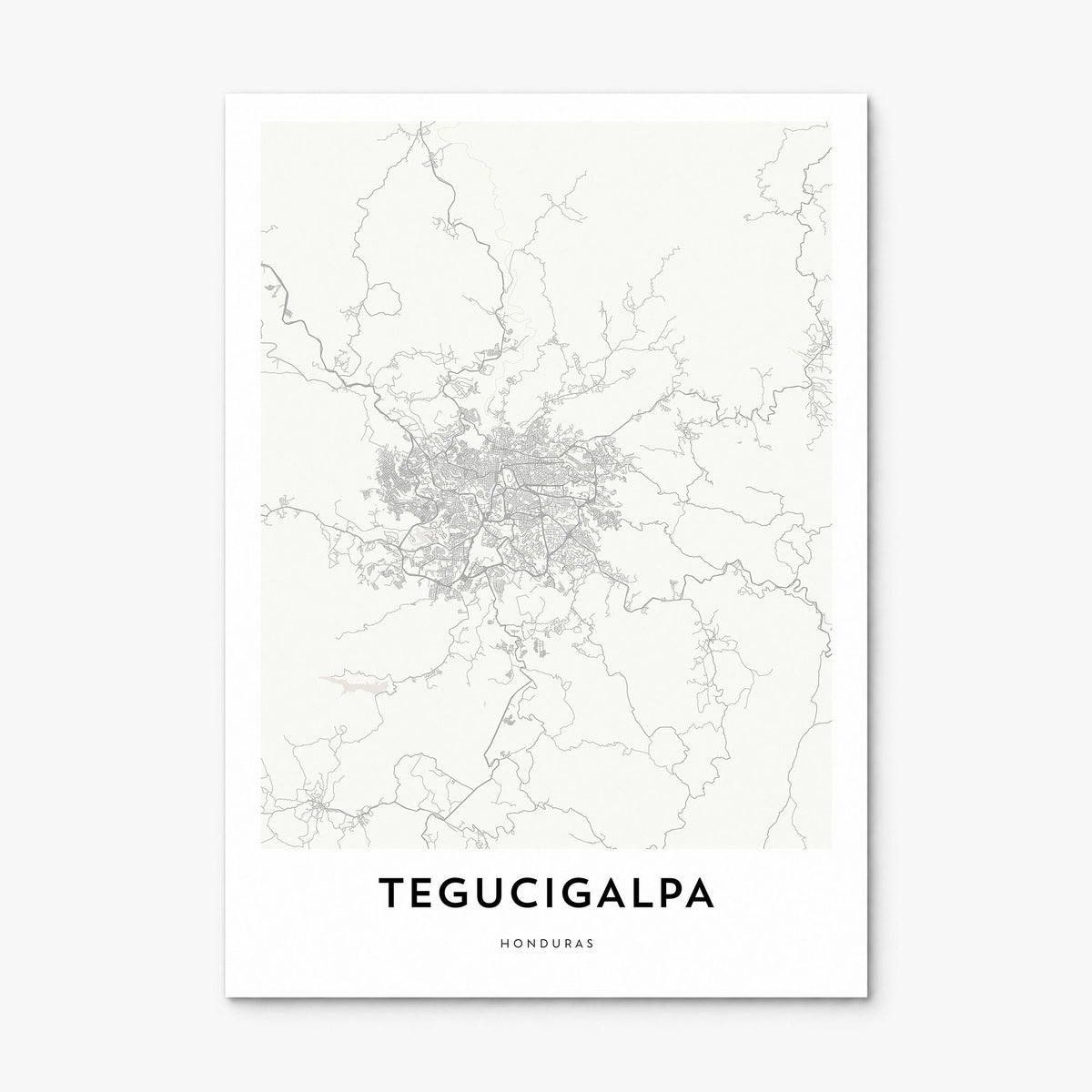 Tegucigalpa Map Poster, print only (unframed)