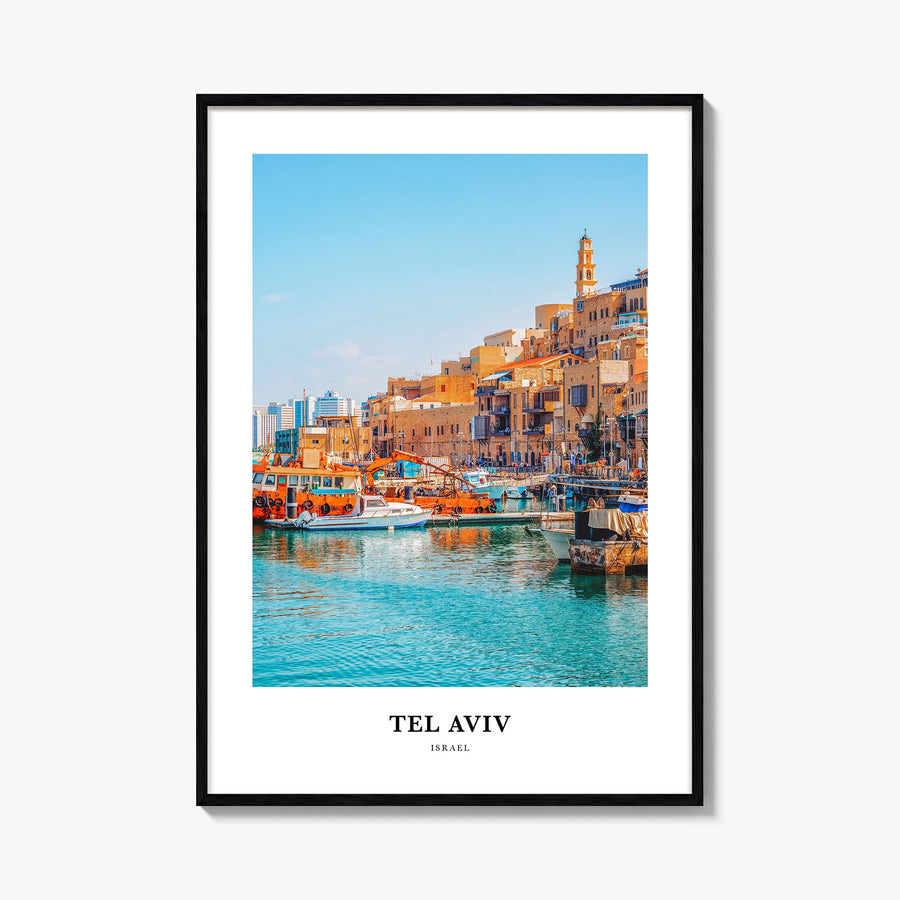 Tel Aviv colorful classic poster of Israel – vertical wall art, unframed print shown in interior mockup