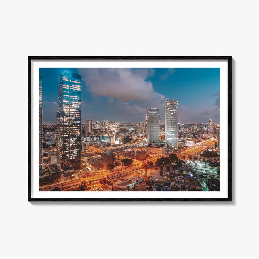 Tel Aviv colorful photo poster of Israel – horizontal wall art, unframed print shown in interior mockup