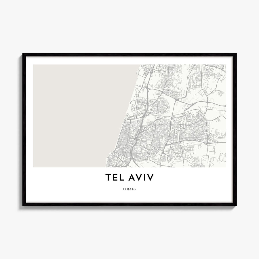 Tel Aviv Map Poster, framed poster mockup