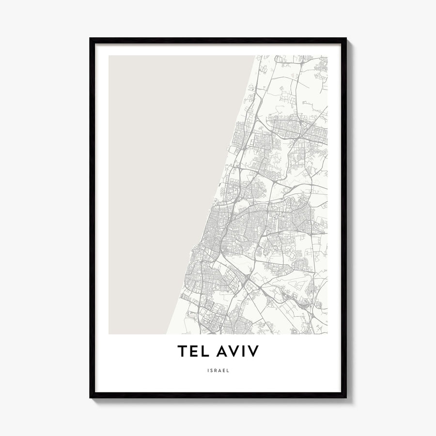 Tel Aviv Map Poster, framed poster mockup