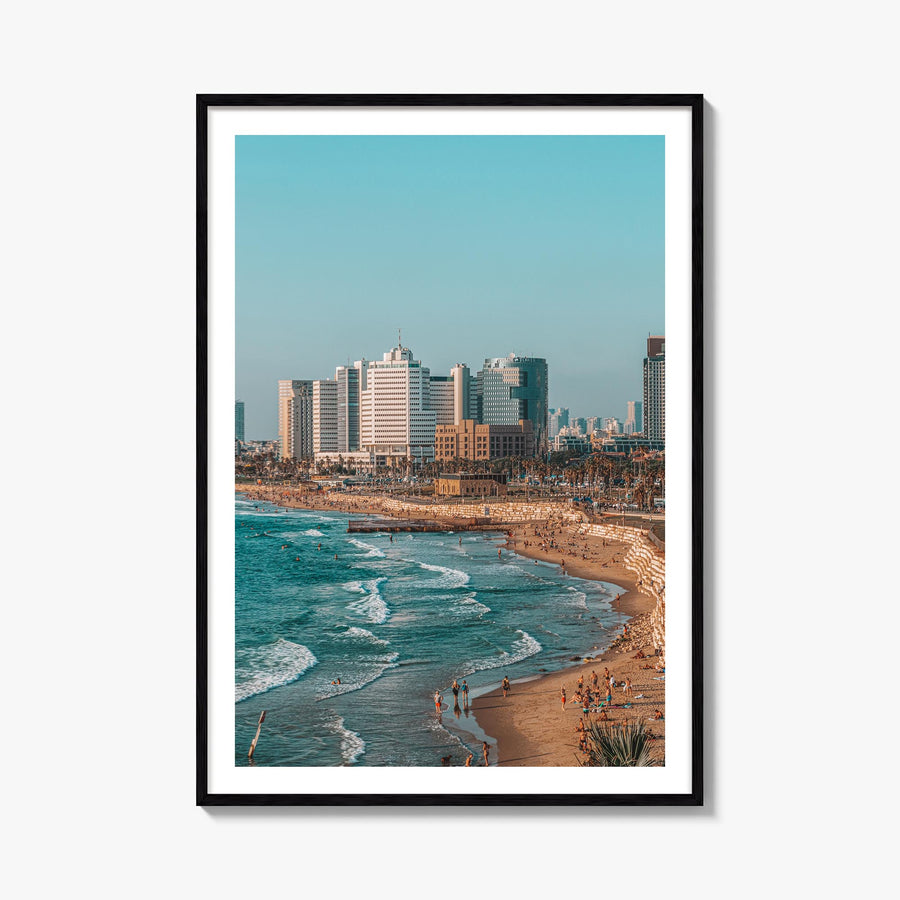 Tel Aviv no. 1 colorful photo poster of Israel – vertical wall art, unframed print shown in interior mockup