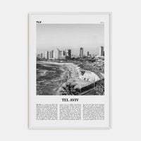 Tel Aviv No 1 Poster White Wood / 8x12 in Nbourhood Travel B&W Poster