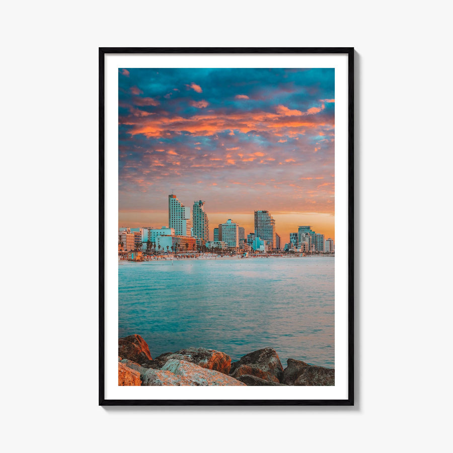 Tel Aviv no. 2 colorful photo poster of Israel – vertical wall art, unframed print shown in interior mockup