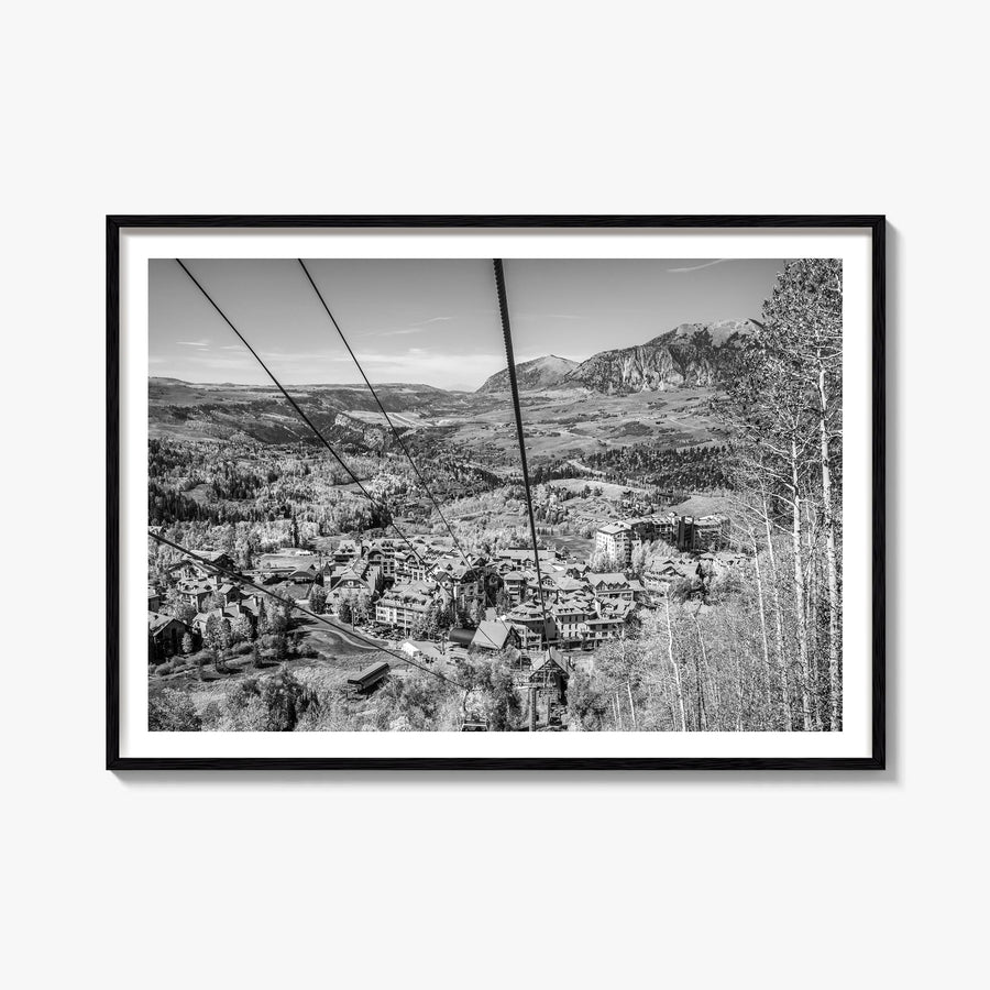 Telluride black & white photo poster of Colorado, USA – horizontal wall art, unframed print shown in interior mockup