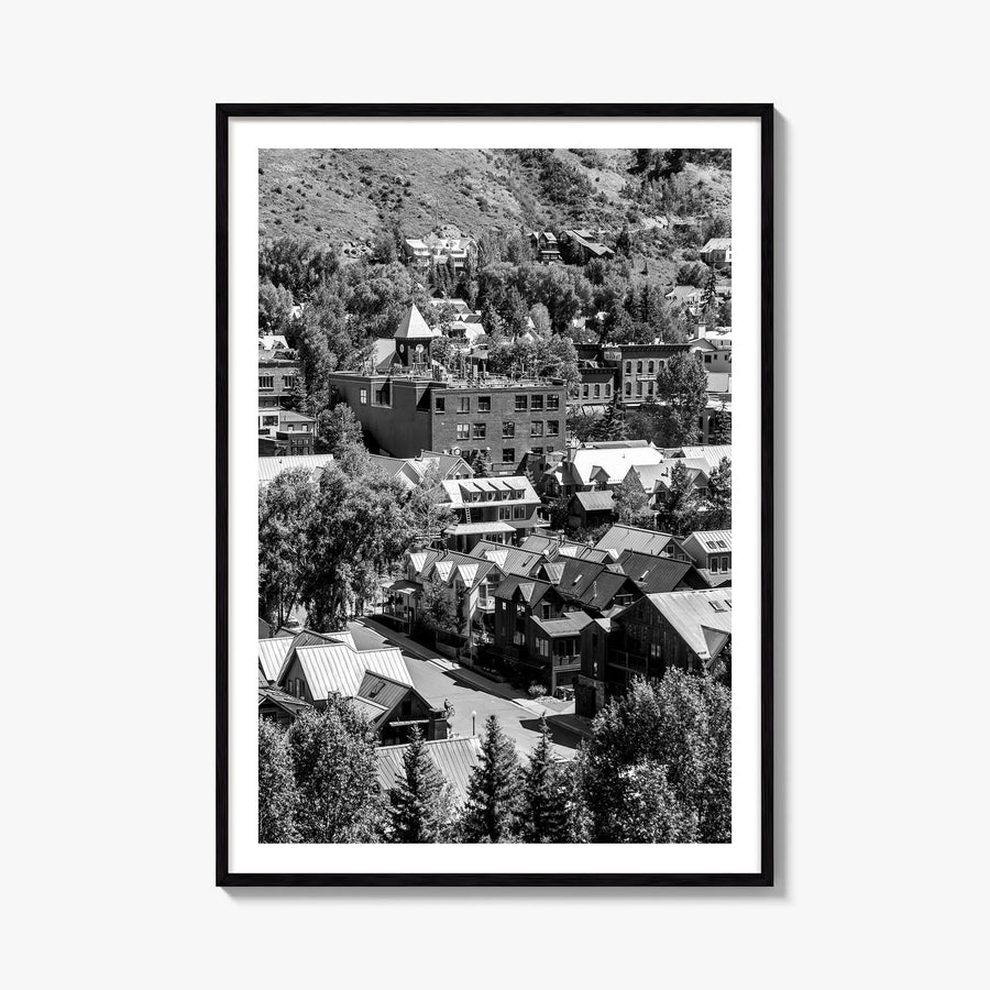 Telluride no. 1 black & white photo poster of Colorado, USA – vertical wall art, unframed print shown in interior mockup
