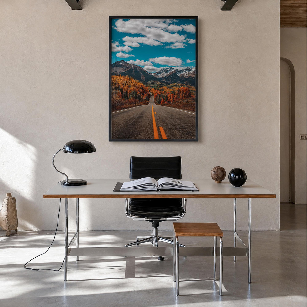 Telluride no. 3 colorful photo poster of Colorado, USA – vertical wall art in black wood frame, hanging on wall