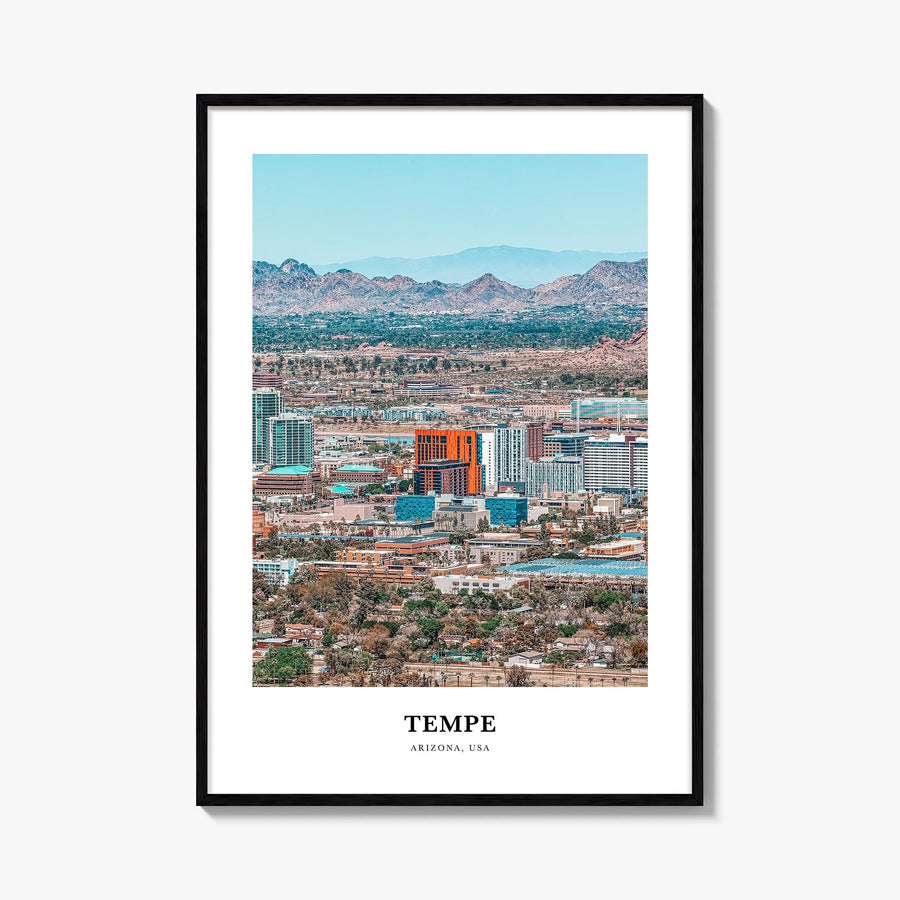 Tempe colorful classic poster of Arizona, USA – vertical wall art, unframed print shown in interior mockup