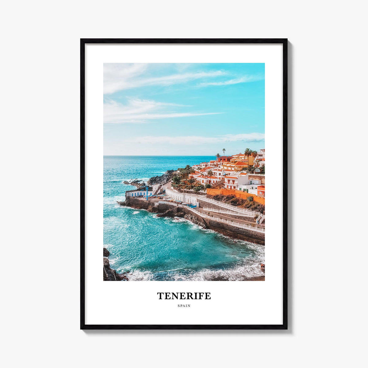 Tenerife colorful classic poster of Spain – vertical wall art, unframed print shown in interior mockup