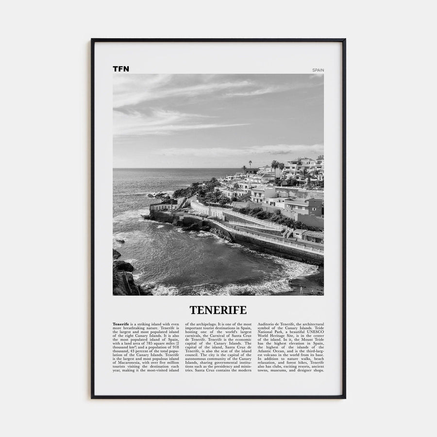 Tenerife Poster Black Metal / 8x12 in Nbourhood Travel B&W Poster