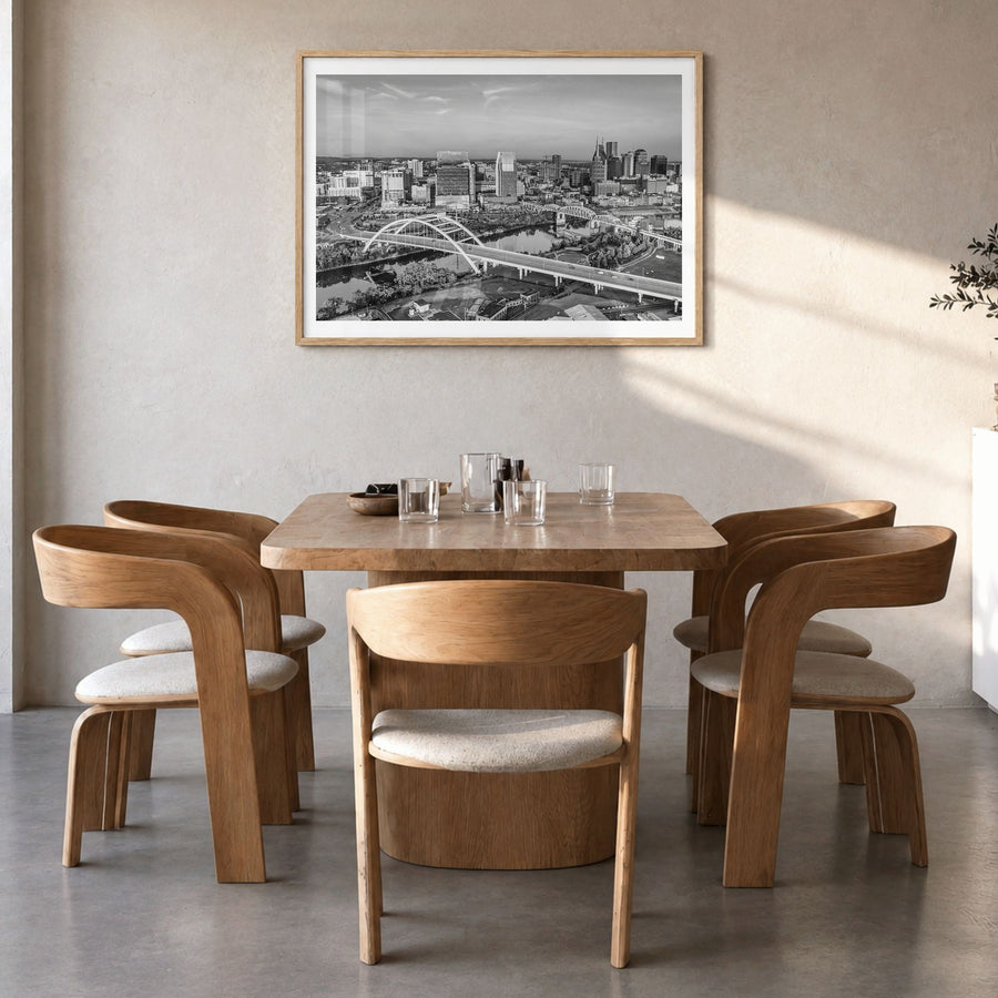 Tennessee Photo Poster in a natural wood frame, hanging in a dining room, white border