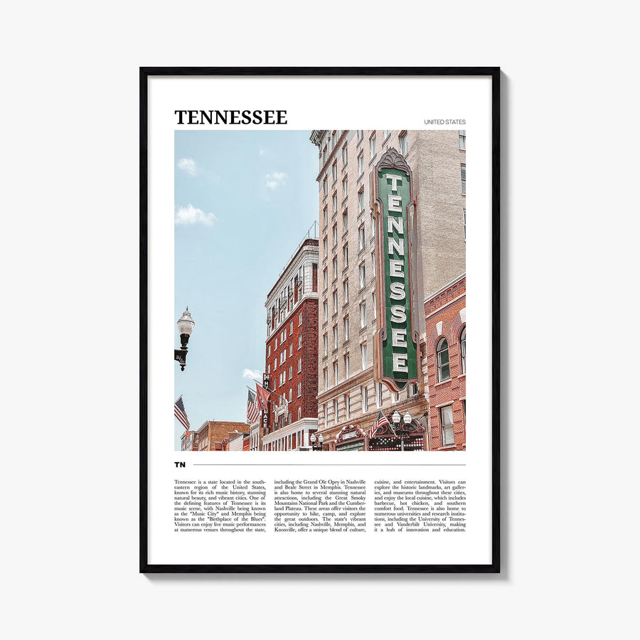 Tennessee no. 1 colorful travel poster of United States – vertical wall art, unframed print shown in interior mockup