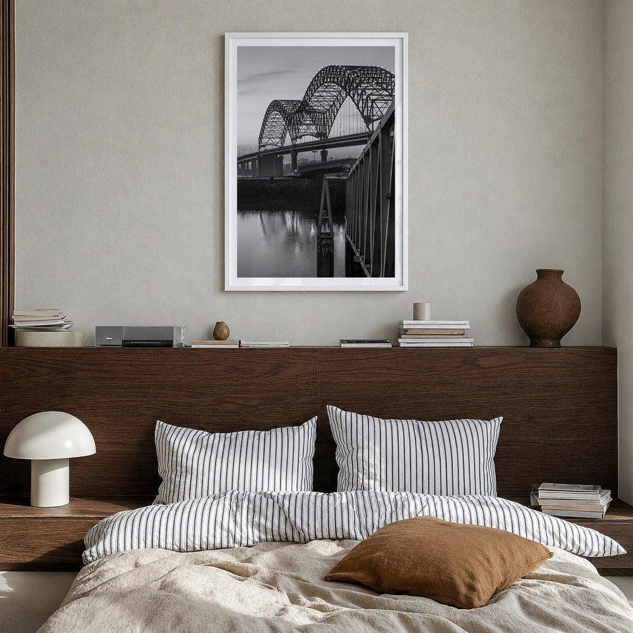 Tennessee no. 2 black & white photo poster of United States – vertical wall art in white wood frame with white border, hangin