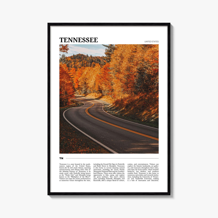 Tennessee no. 2 colorful travel poster of United States – vertical wall art, unframed print shown in interior mockup
