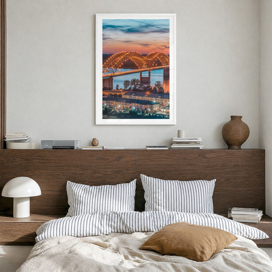 Tennessee Photo No 2 Poster in a white wood frame, hanging in a bedroom, white border