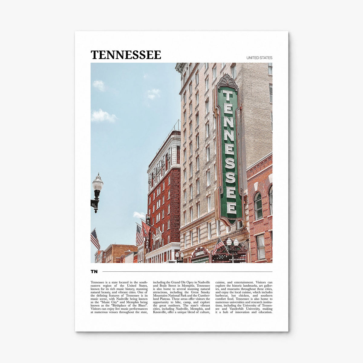Tennessee Travel No 1 Poster, print only (unframed)